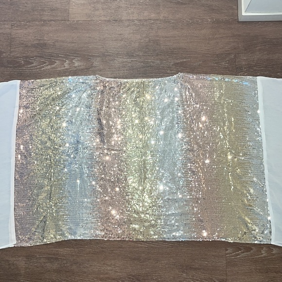 NWOT Boston Proper Multicolored Sequined Poncho - Picture 9 of 14